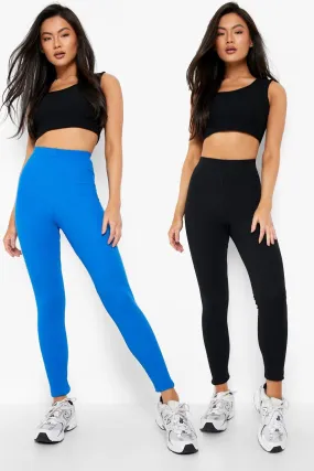 2 Pack High Waist Bright Ribbed Leggings