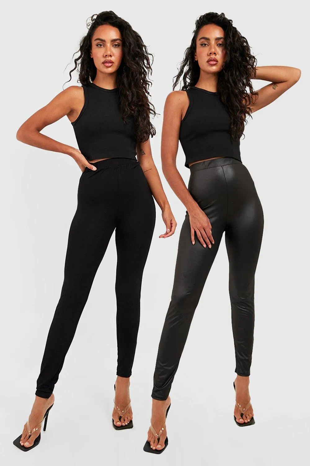 2 Pack Shiny & Jersey Knit Leggings