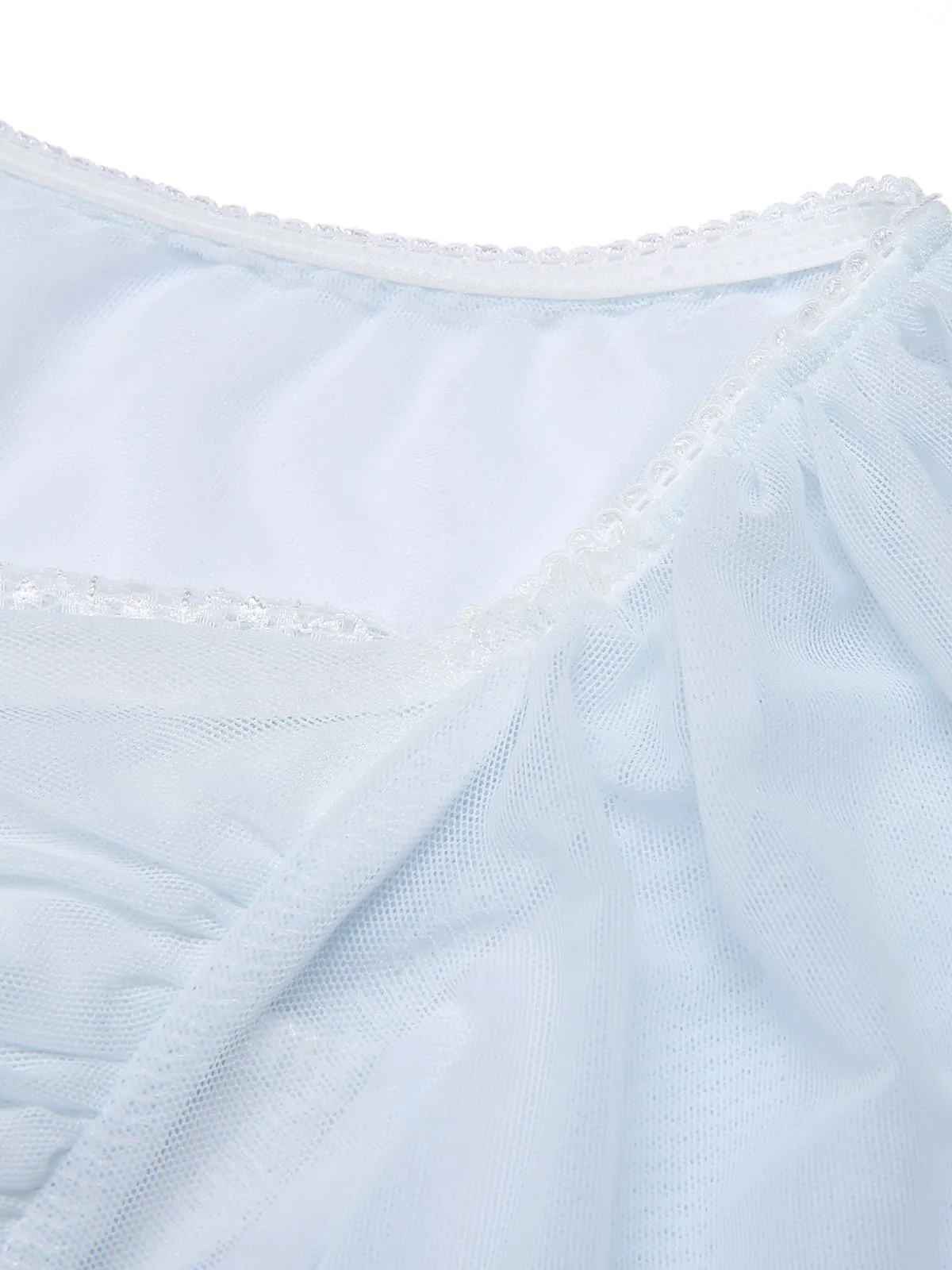 2PCS Light Blue 1940s Knot Lace Sleepwear