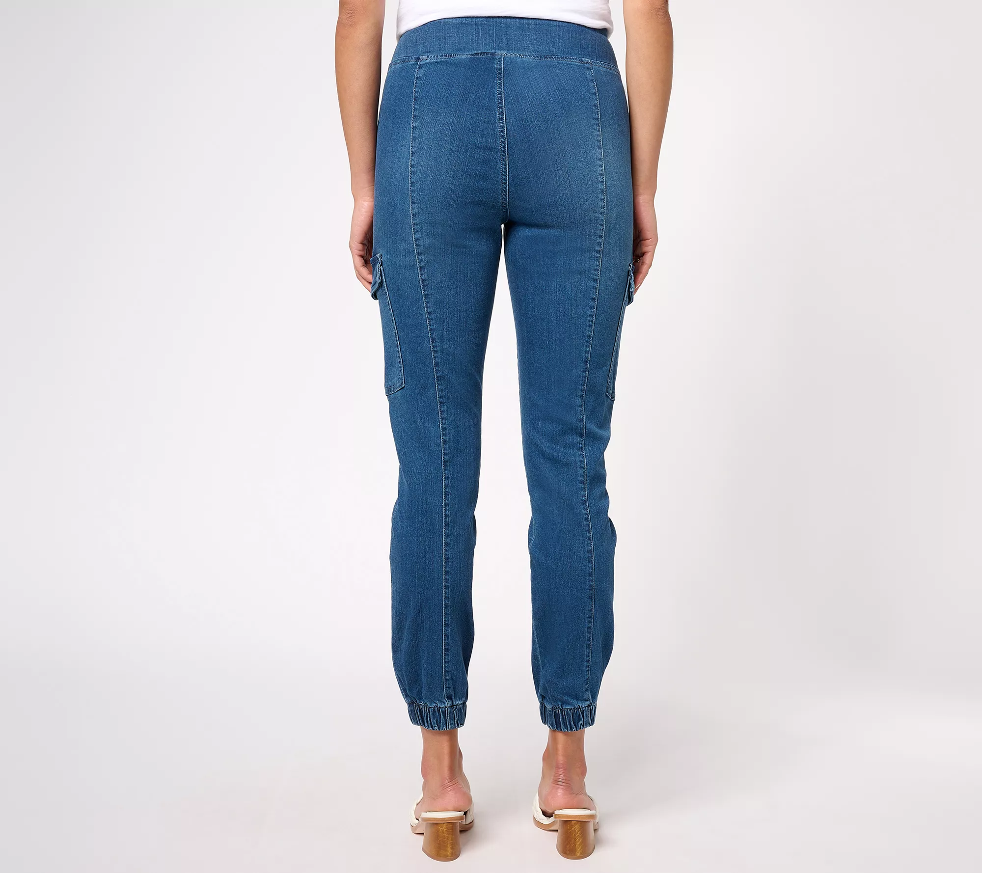 "As Is" Belle by Kim Gravel Tall TripleLuxe Denim Cargo Ankle Joggers