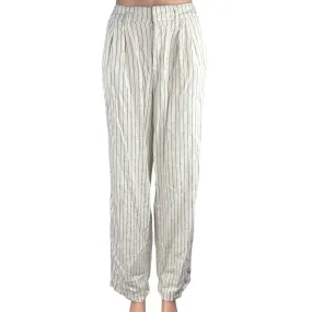 A New Day White Linen Striped Straight Wide Leg High Rise Pleat Trousers Pants 2