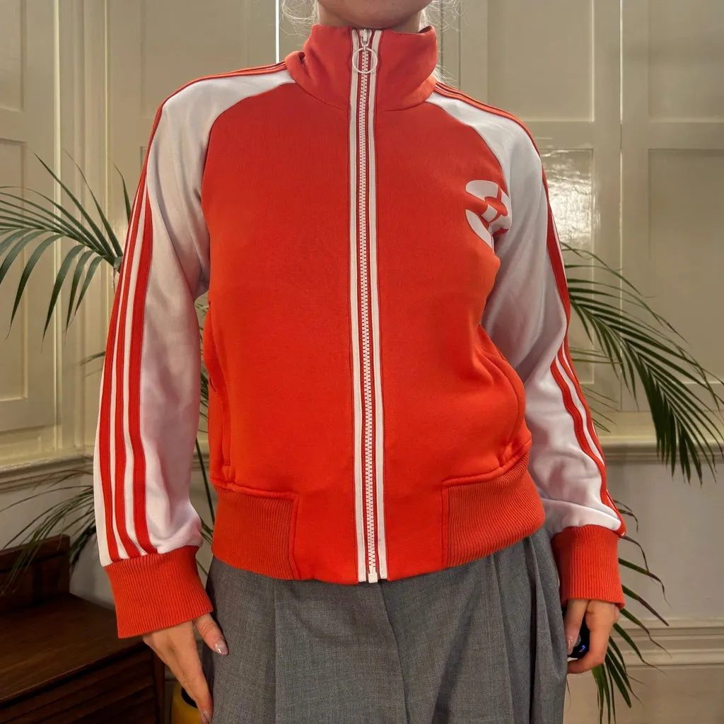 Adidas Track Jacket - Small Orange Polyester