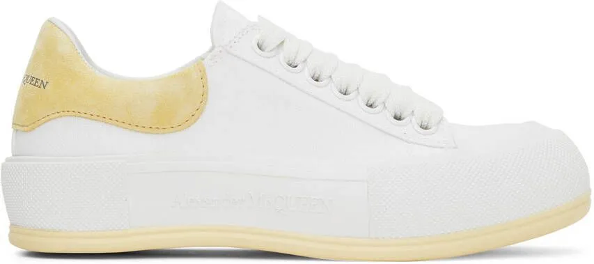 Alexander McQueen White & Yellow Plimsoll Sneakers