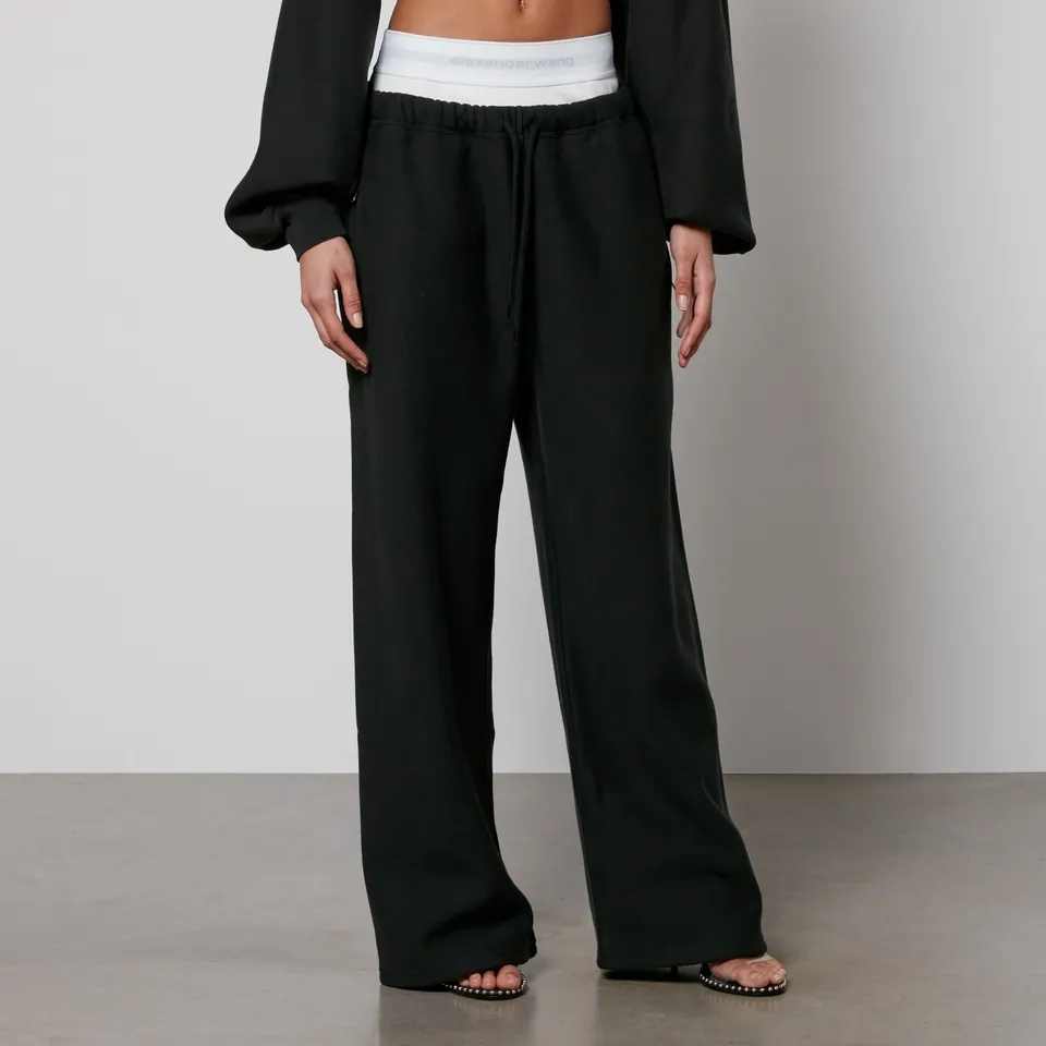 Alexander Wang Logo-Jacquard Exposed-Brief Wide Leg Joggers - XXS | Coggles