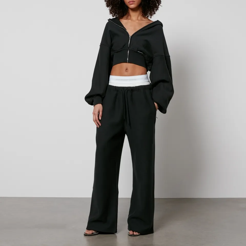 Alexander Wang Logo-Jacquard Exposed-Brief Wide Leg Joggers - XXS | Coggles