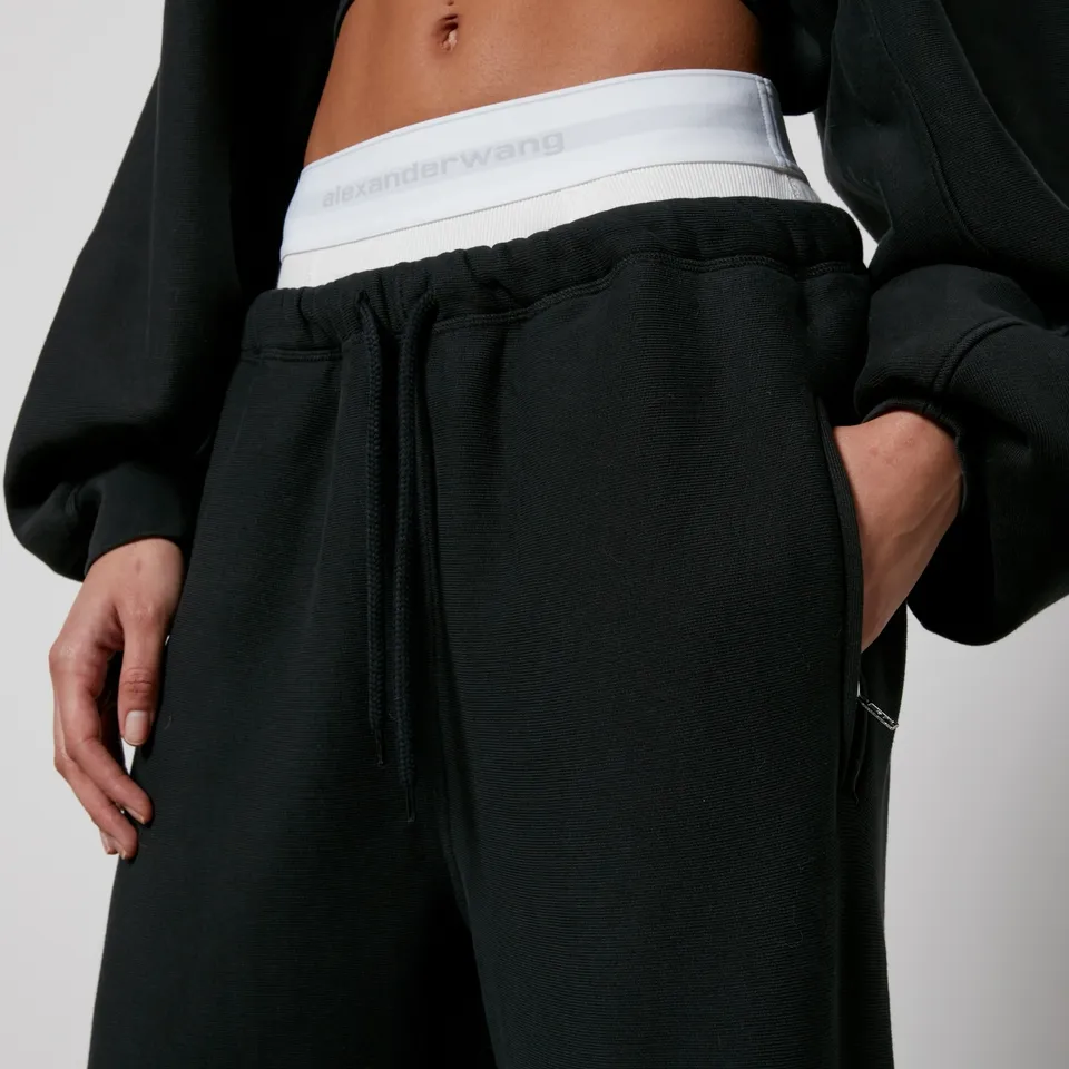 Alexander Wang Logo-Jacquard Exposed-Brief Wide Leg Joggers - XXS | Coggles