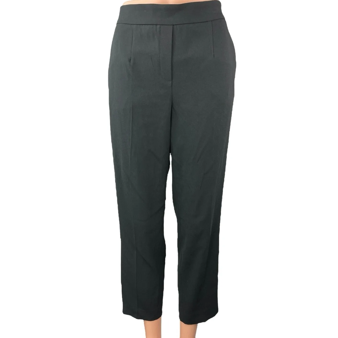 Aritzia Babaton Black Straight High Waist Pull On Crop Trousers Dress Pants 8