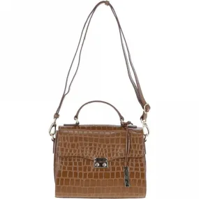 Ashwood Leather Crocodile Print Shoulder Bag Tan: C-55