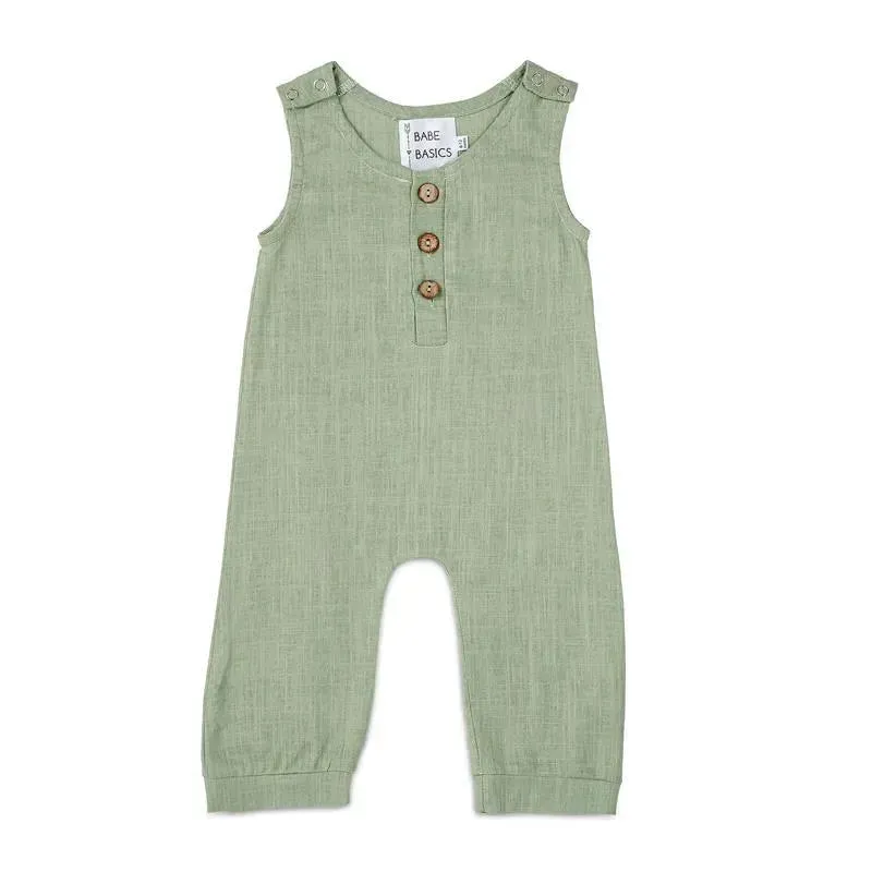 Babe Basics - Linen Baby Romper, Sage