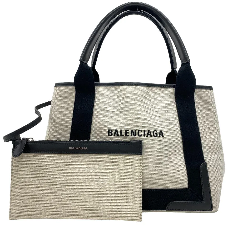 BALENCIAGA Handbag 339933 canvas white Navy kabas Women