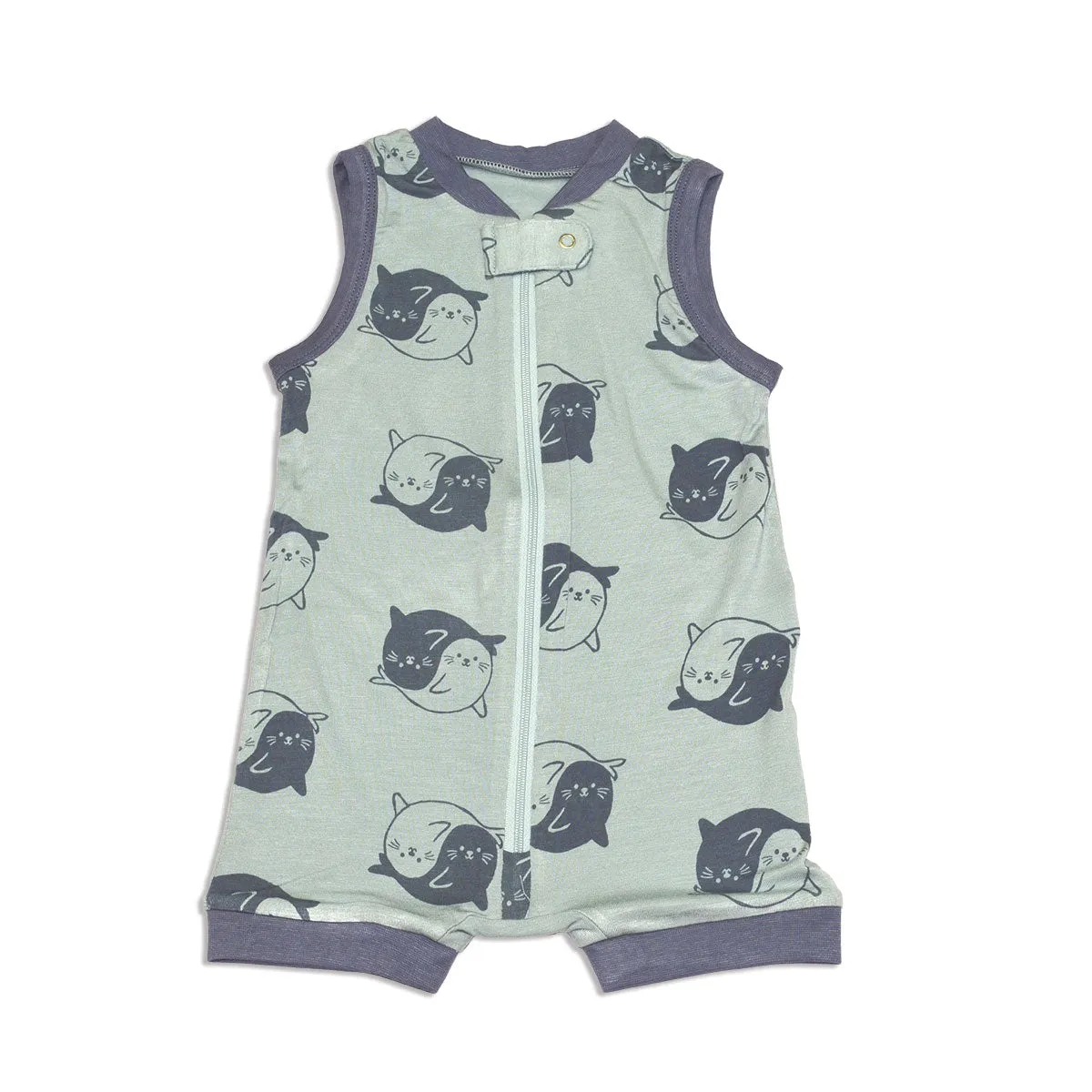 Bamboo Sleeveless Romper (Yin Yang Seals Print)