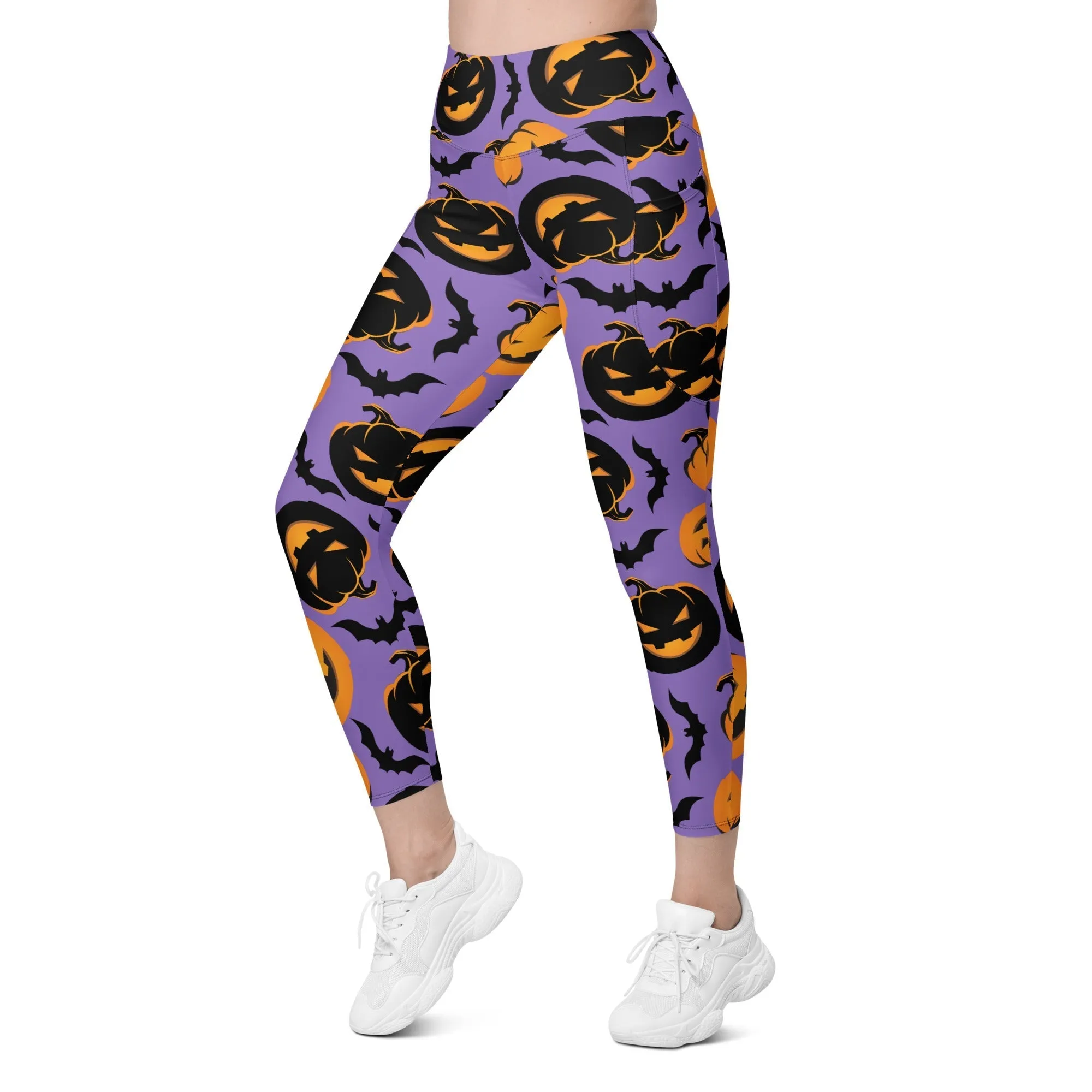 Bats and Jack O'Lanterns Leggings With Pockets