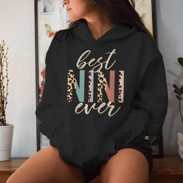 Best Nini Ever Leopard Print Mother's Day Women Hoodie