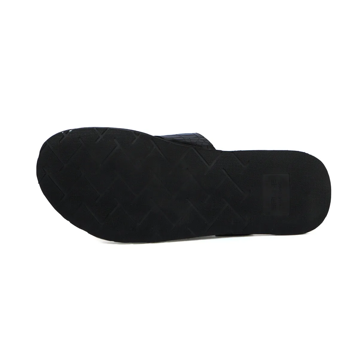 Black Deep Cut Croco Leather Slide-In-Slipper With Metal Lion Logo