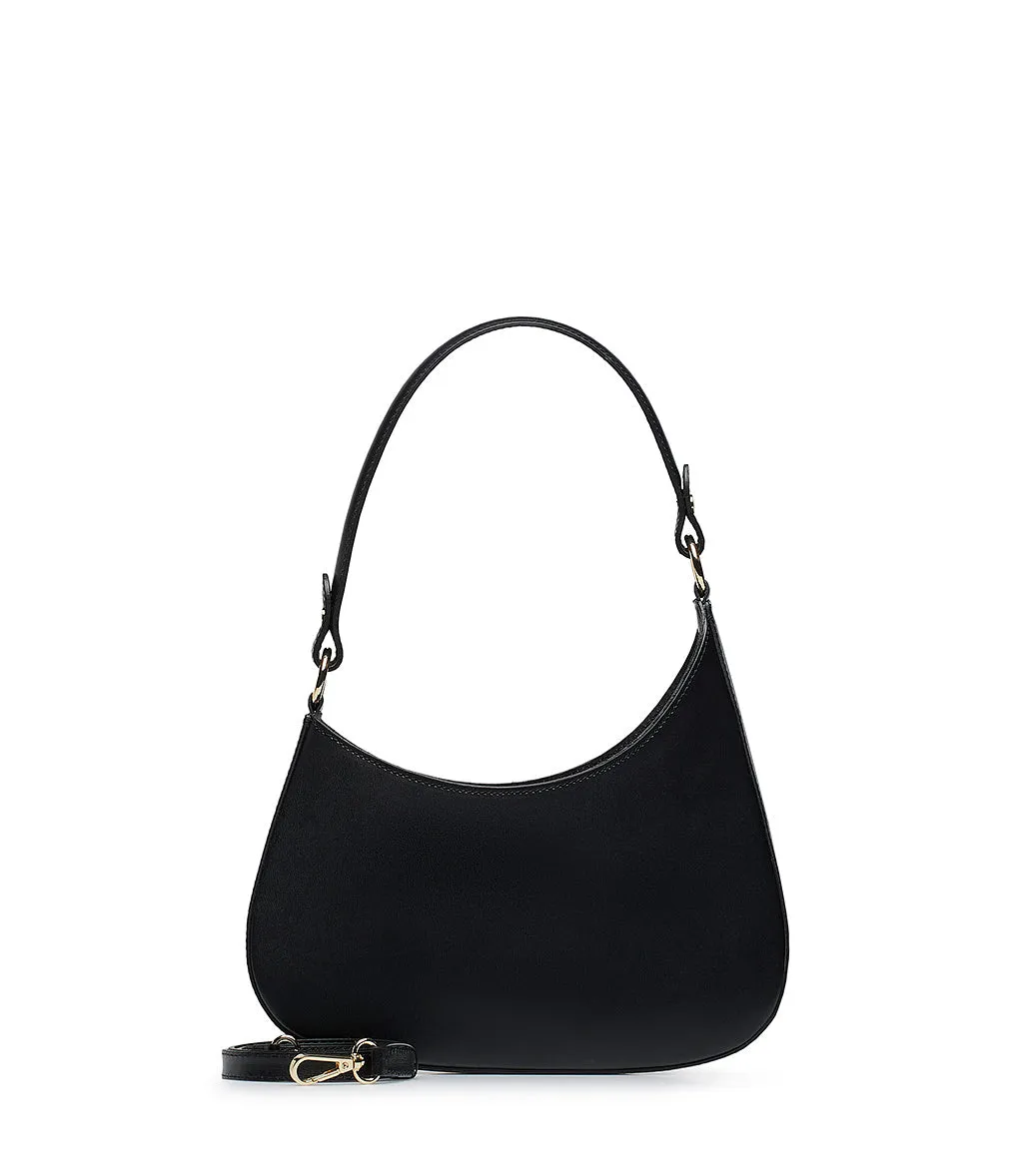 Black leather shoulder bag