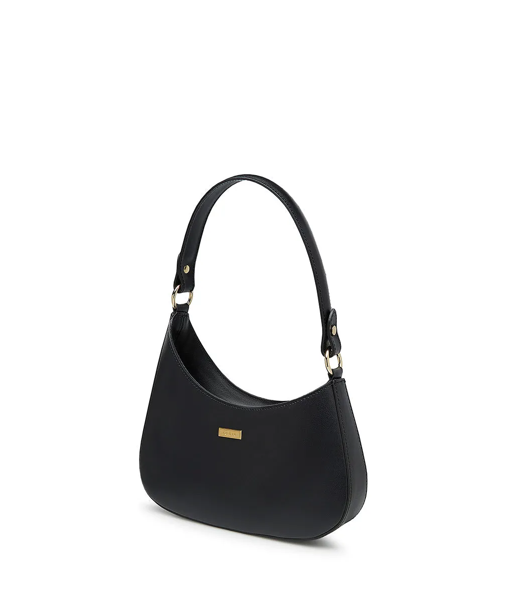 Black leather shoulder bag