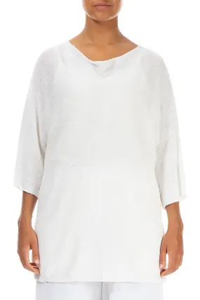 Boat Neck White Linen Jumper