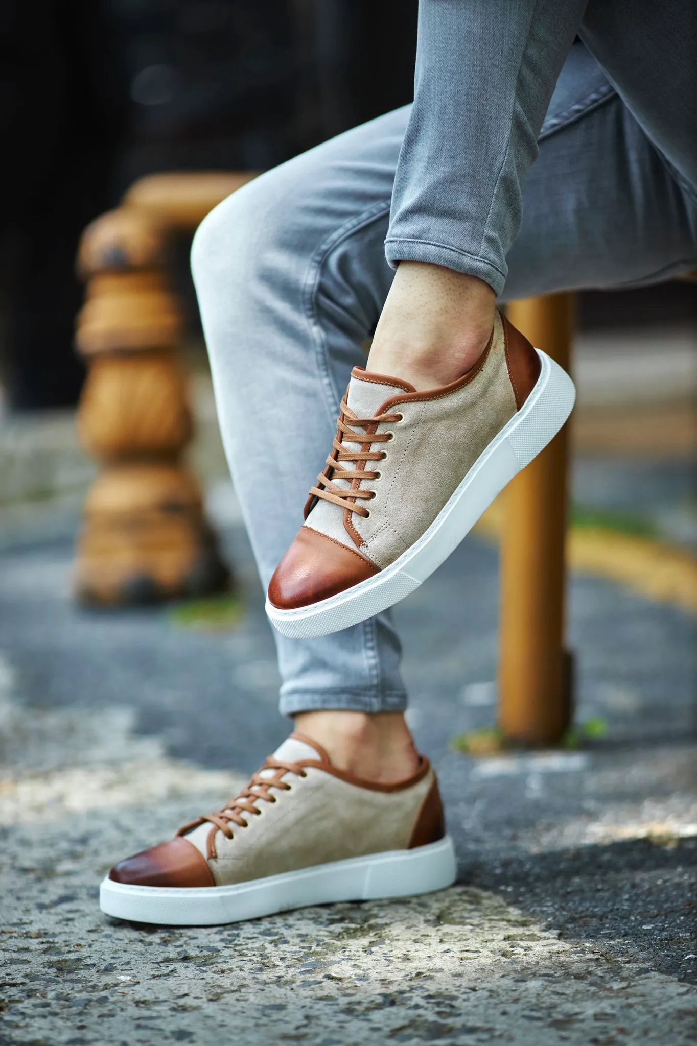 Bojoni Prince Eva Sole Leather Beige Sneakers