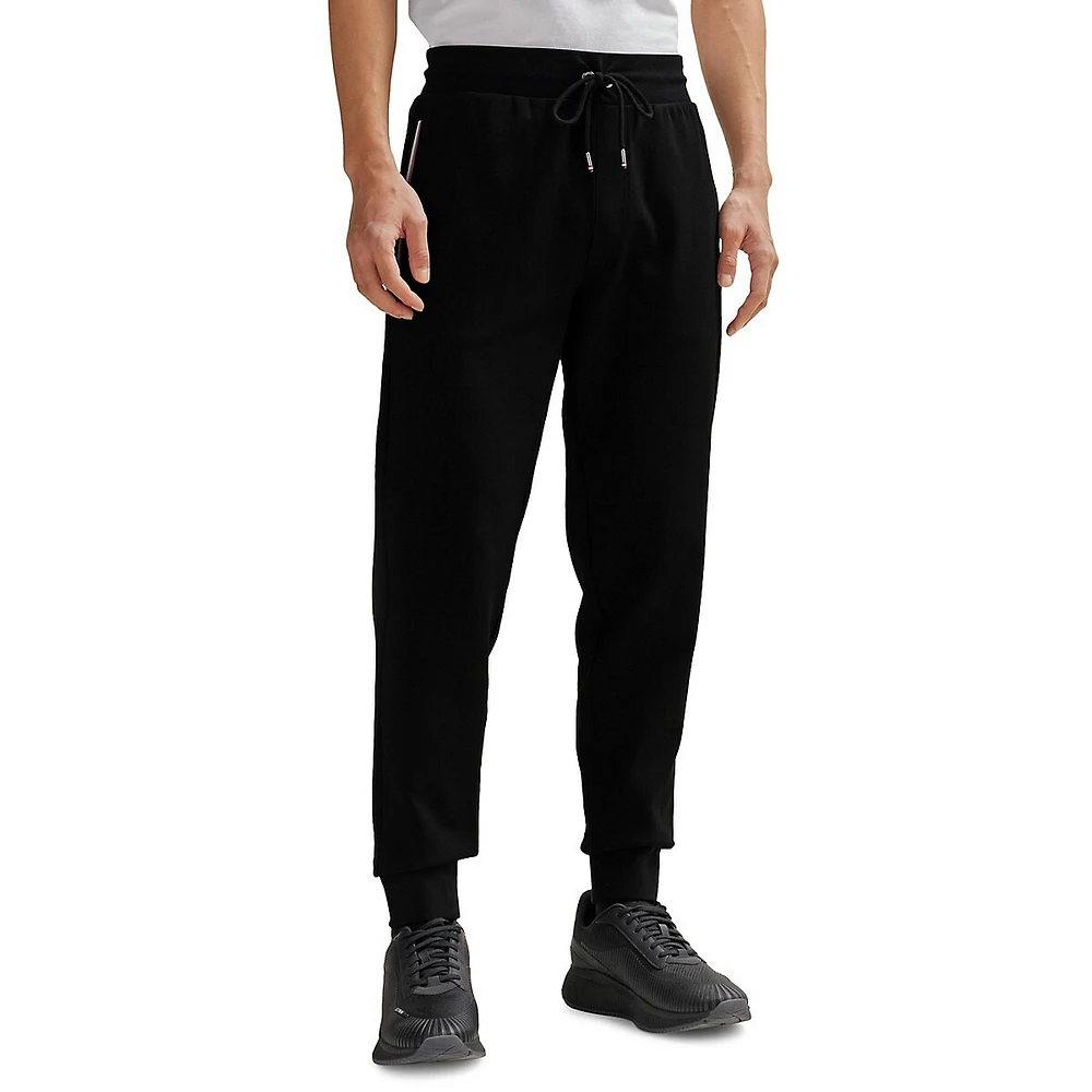 BOSS Cotton-Blend Tracksuit Pants With Signature-Stripe Trims