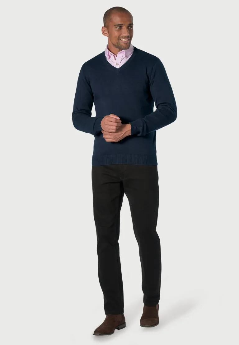 Boston Navy V-neck Jumper