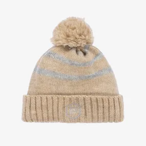 Boys Beige Knitted Pom-Pom Hat