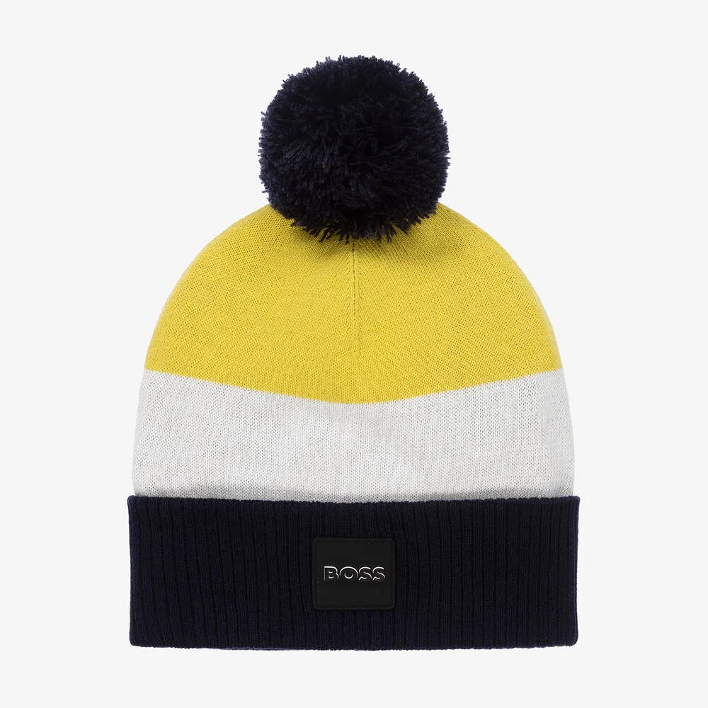 Boys Yellow & Blue Bobble Hat