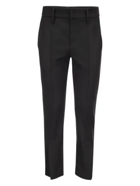 Brunello Cucinelli    Brunello Cucinelli Slim Cigarette Trousers In Stretch Virgin Wool Cover Up With Ankle Slit