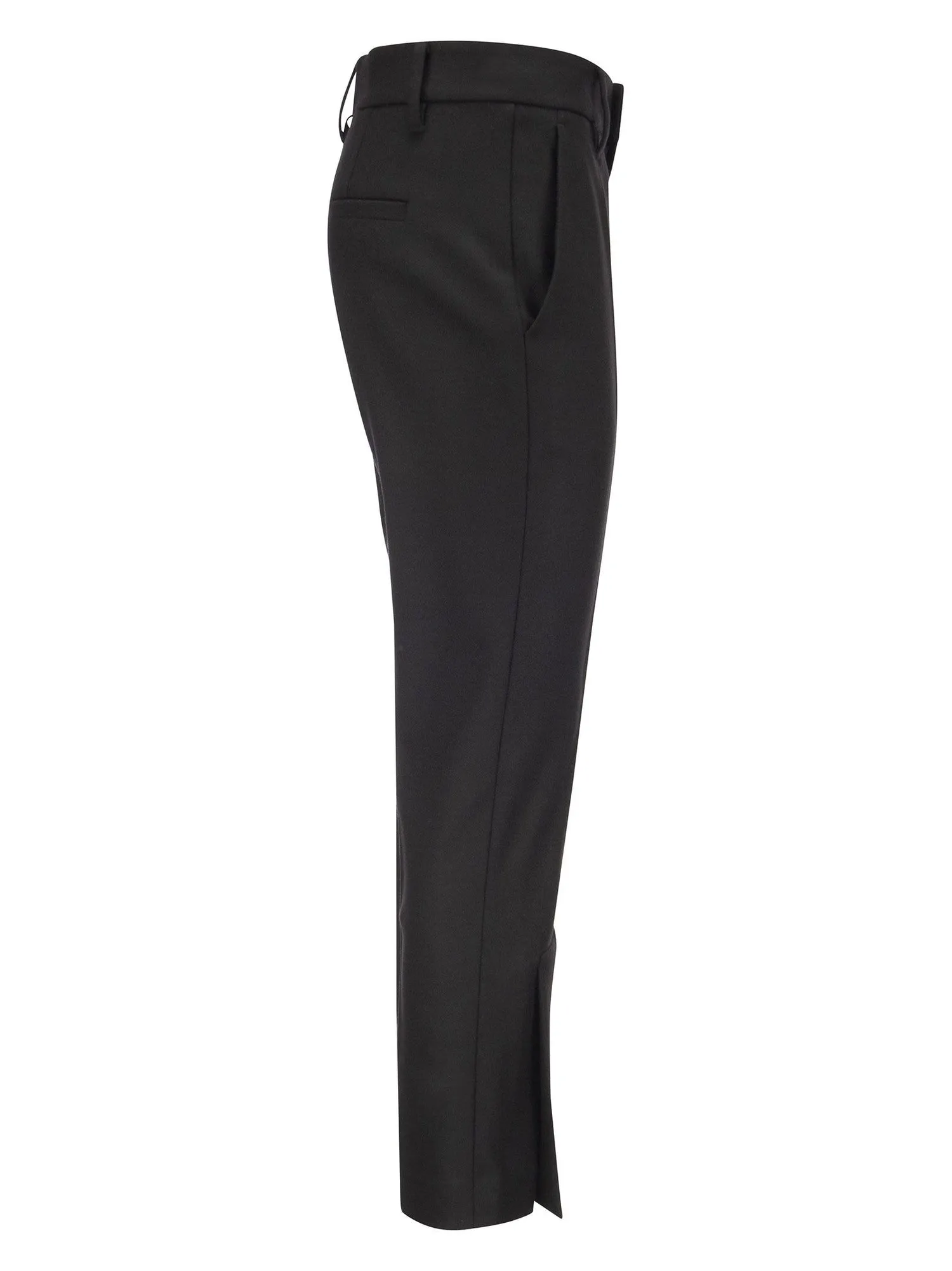 Brunello Cucinelli    Brunello Cucinelli Slim Cigarette Trousers In Stretch Virgin Wool Cover Up With Ankle Slit