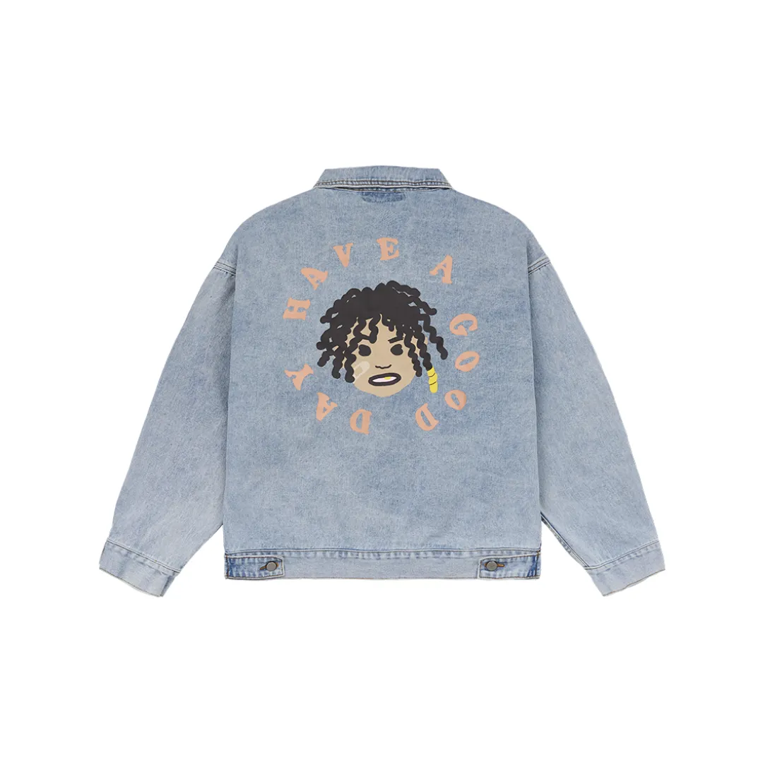 Cartoon Face Printed Denim jacket