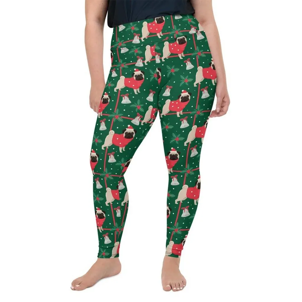 Christmassy Pugs Plus Size Leggings