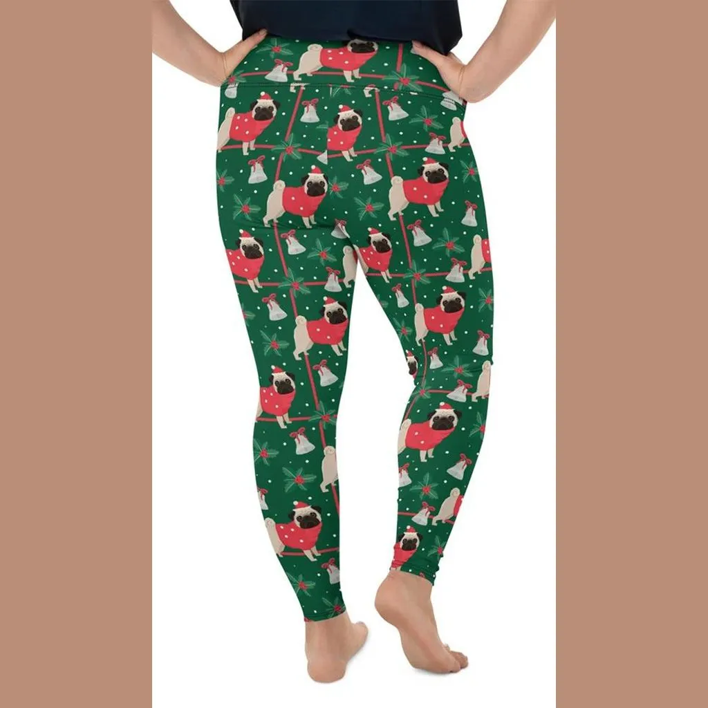 Christmassy Pugs Plus Size Leggings