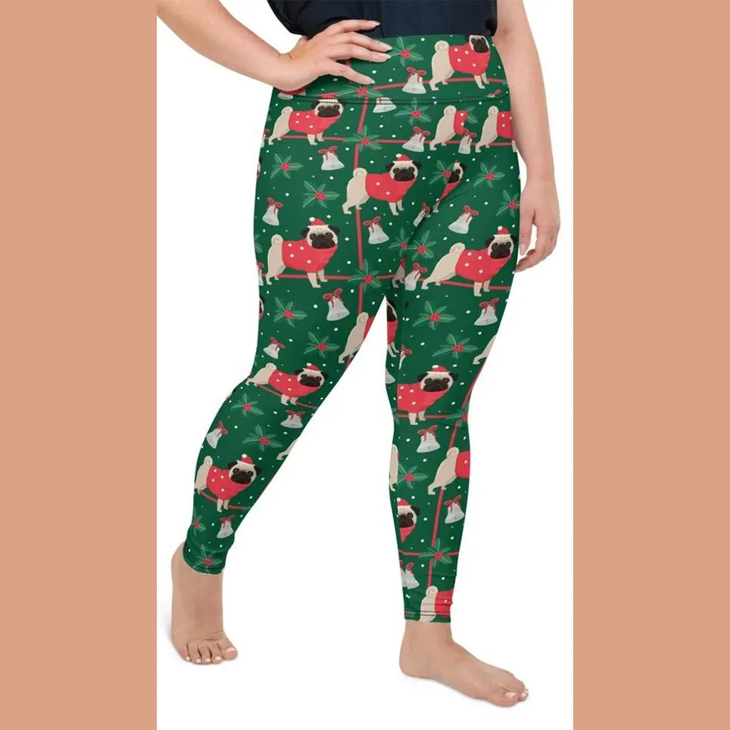 Christmassy Pugs Plus Size Leggings