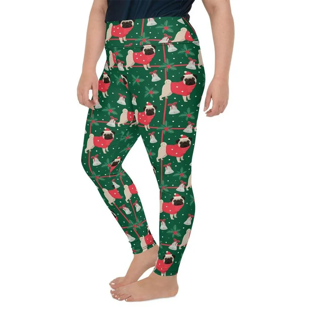 Christmassy Pugs Plus Size Leggings