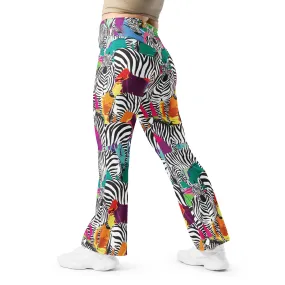 Colorful Zebra Flare Leggings