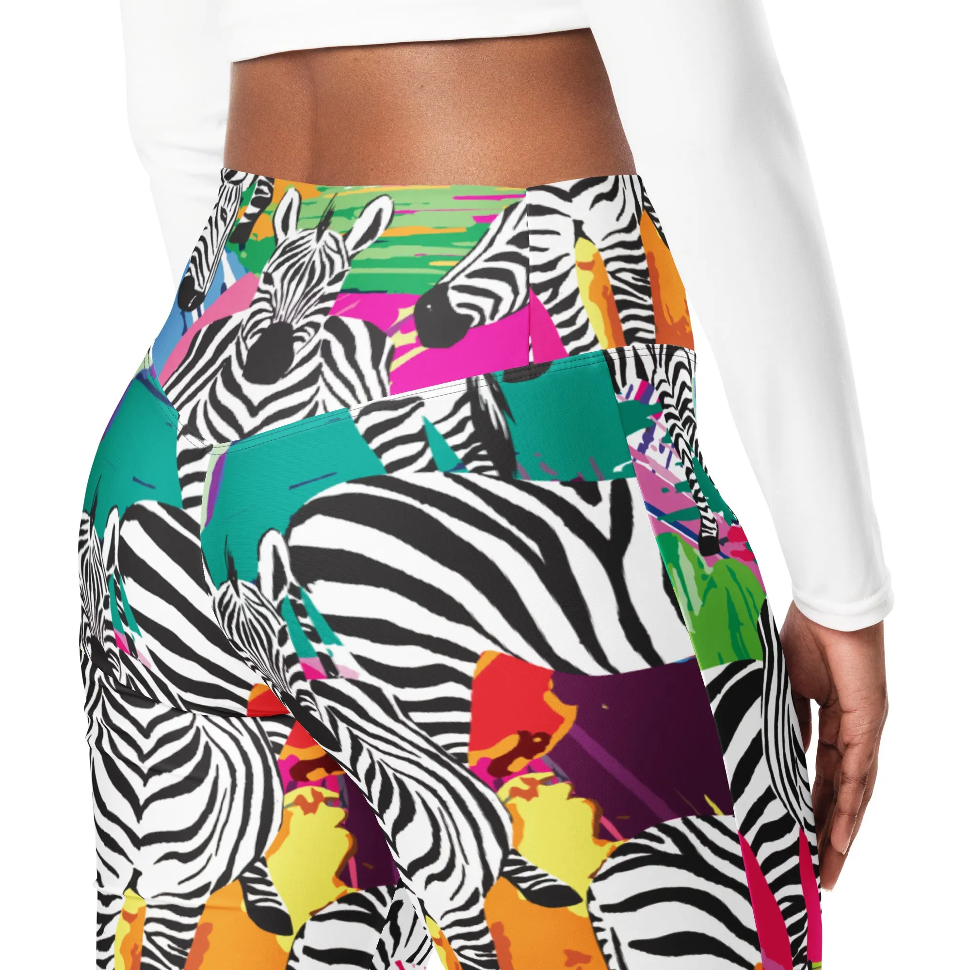 Colorful Zebra Flare Leggings