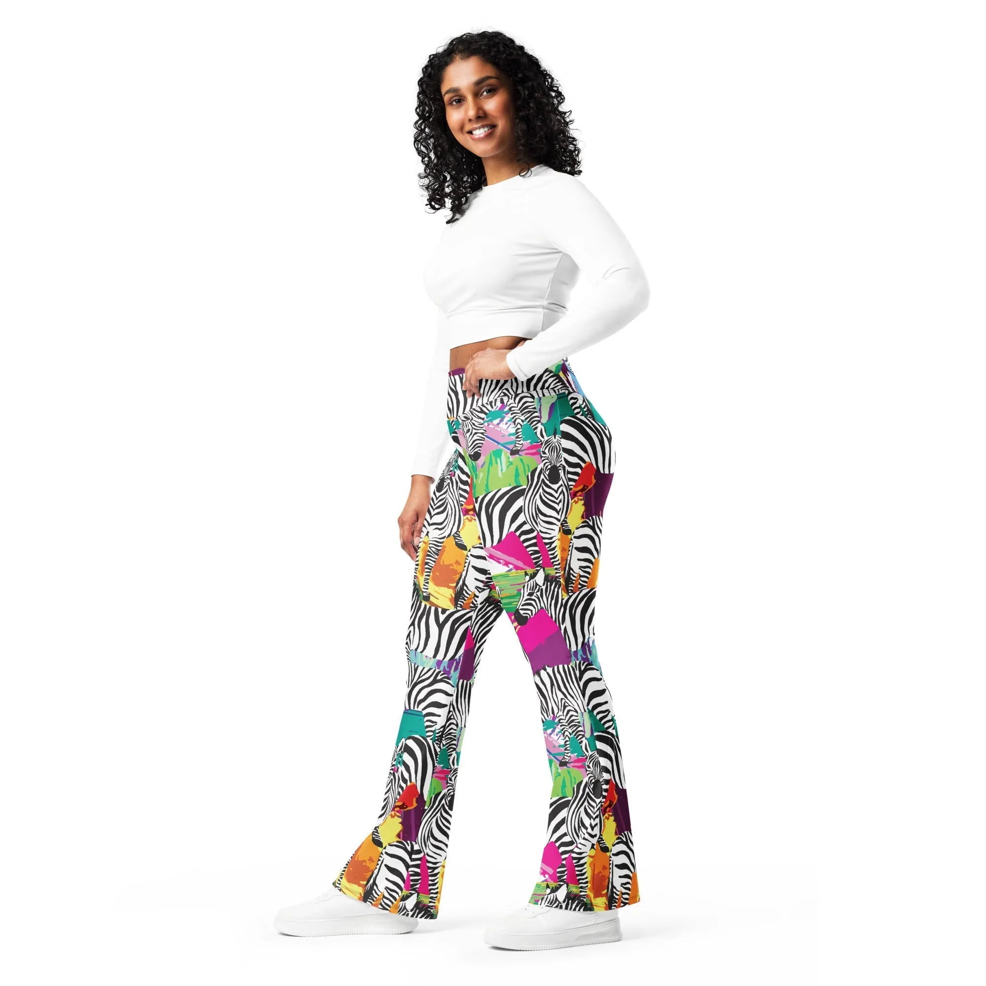 Colorful Zebra Flare Leggings