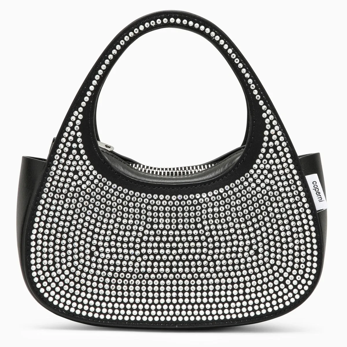 Coperni    Coperni Micro Baguette Swipe Black Bag With Crystals In Leather