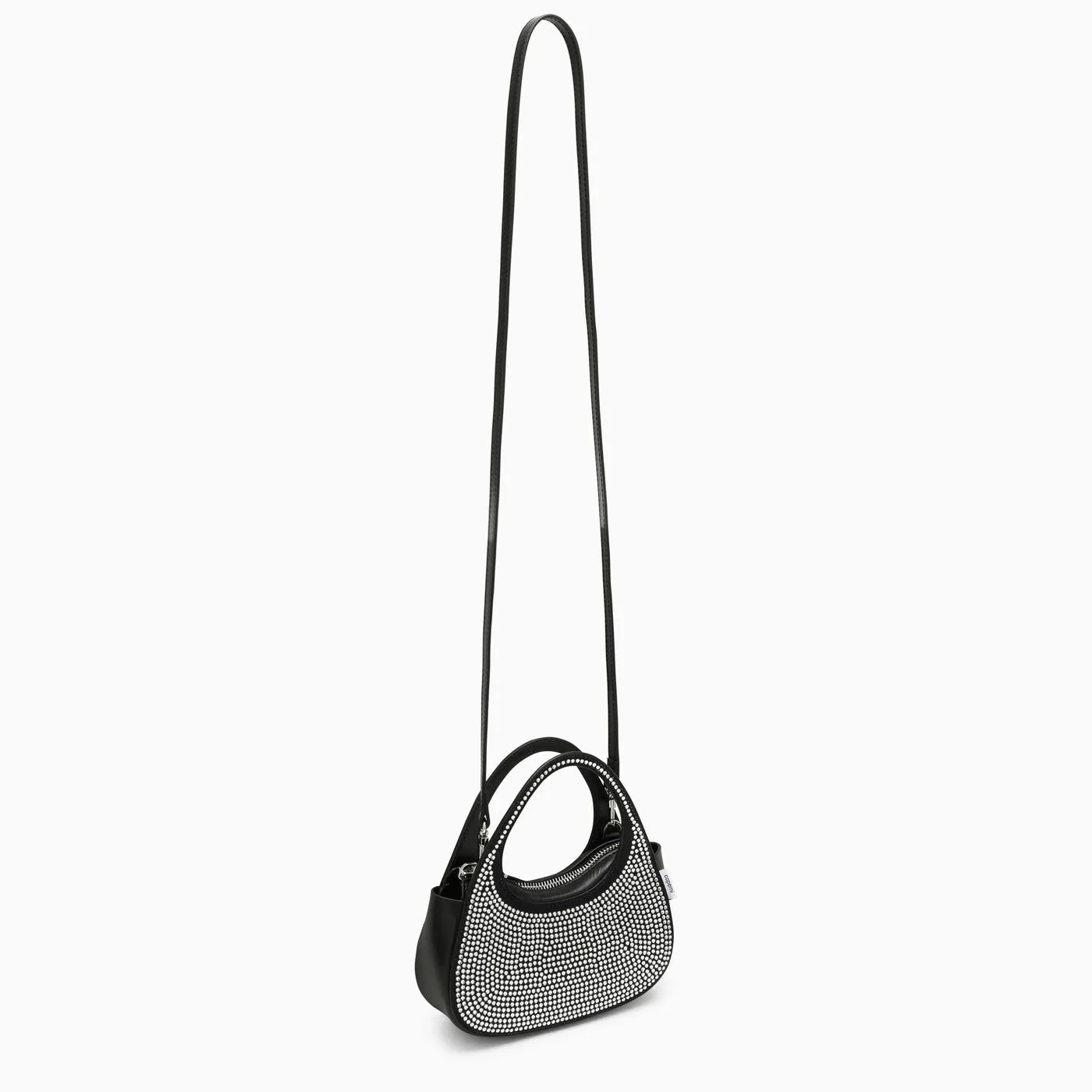 Coperni    Coperni Micro Baguette Swipe Black Bag With Crystals In Leather