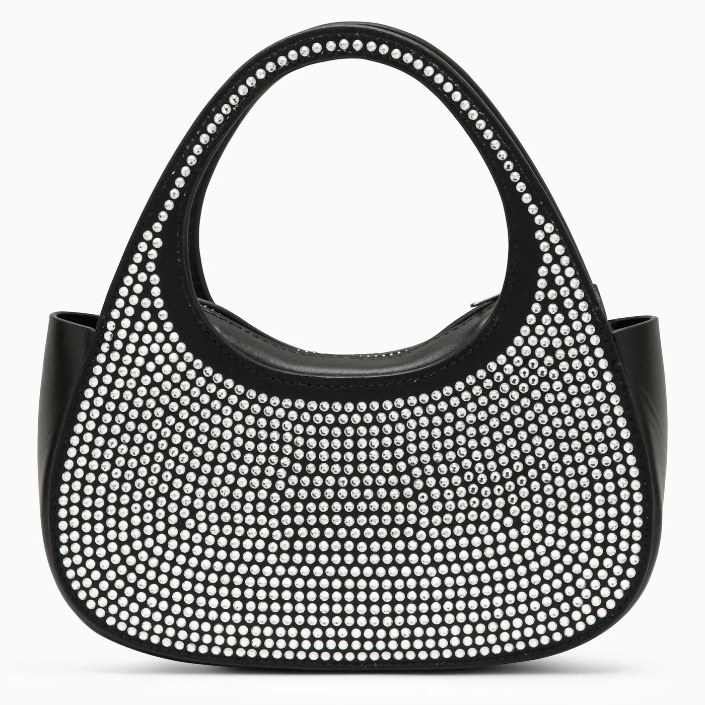 Coperni    Coperni Micro Baguette Swipe Black Bag With Crystals In Leather