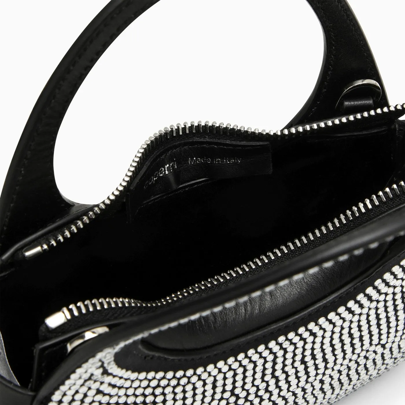 Coperni    Coperni Micro Baguette Swipe Black Bag With Crystals In Leather