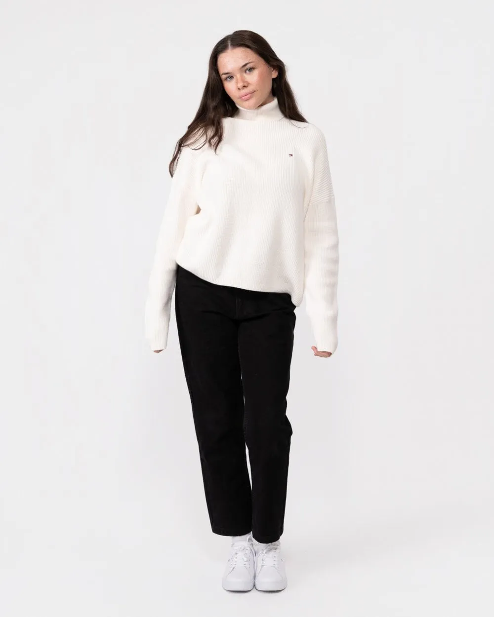 Cotton Womens Funnel-Neck Jumper