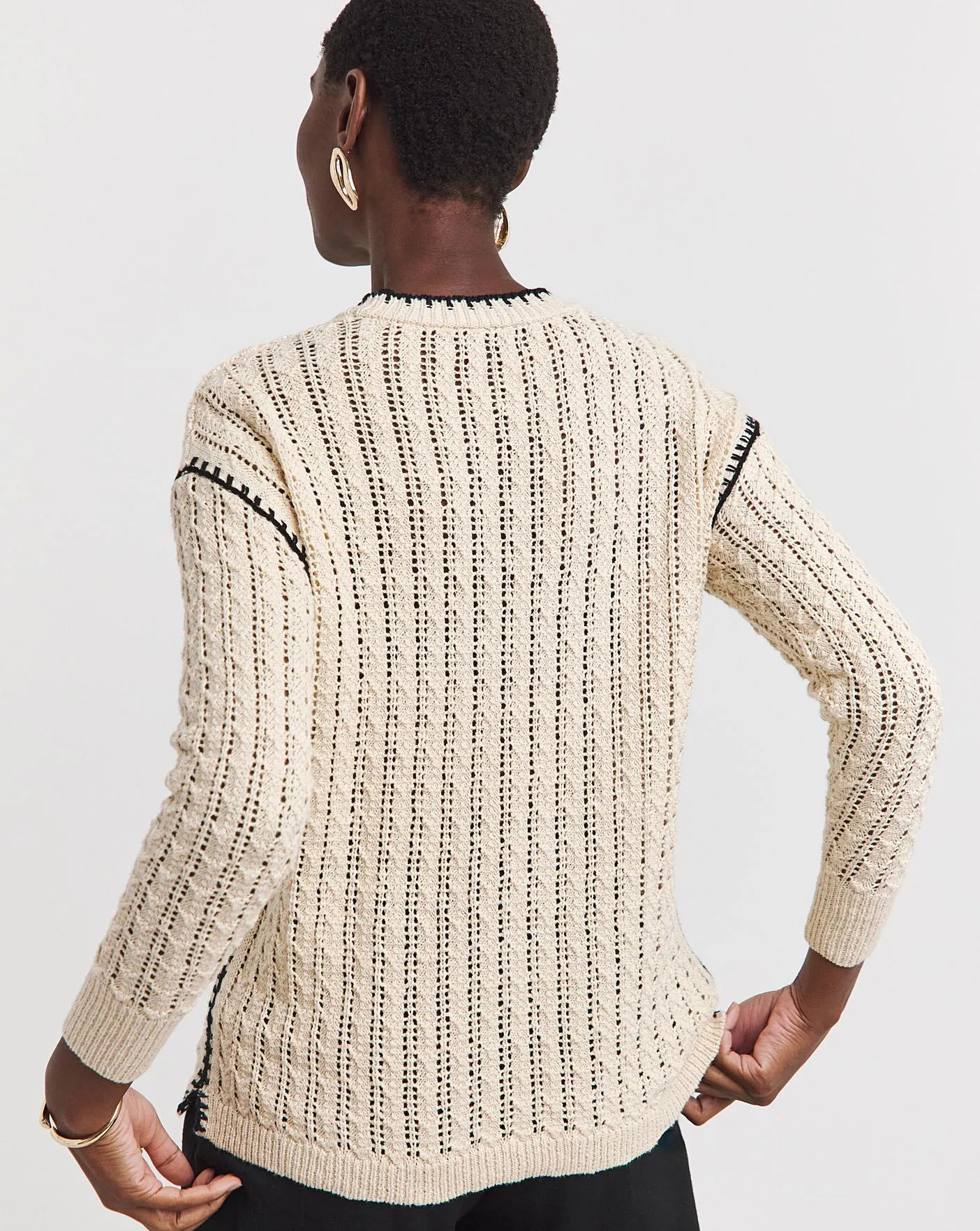 Crew Neck Stitch Detail Jumper