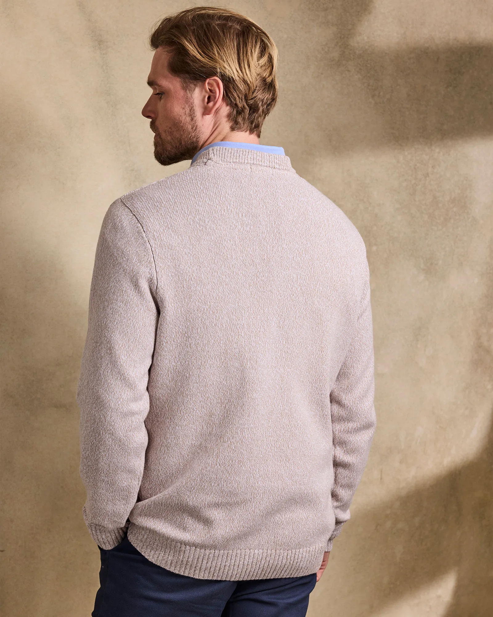 Crew Neck Textured Cable Jumper