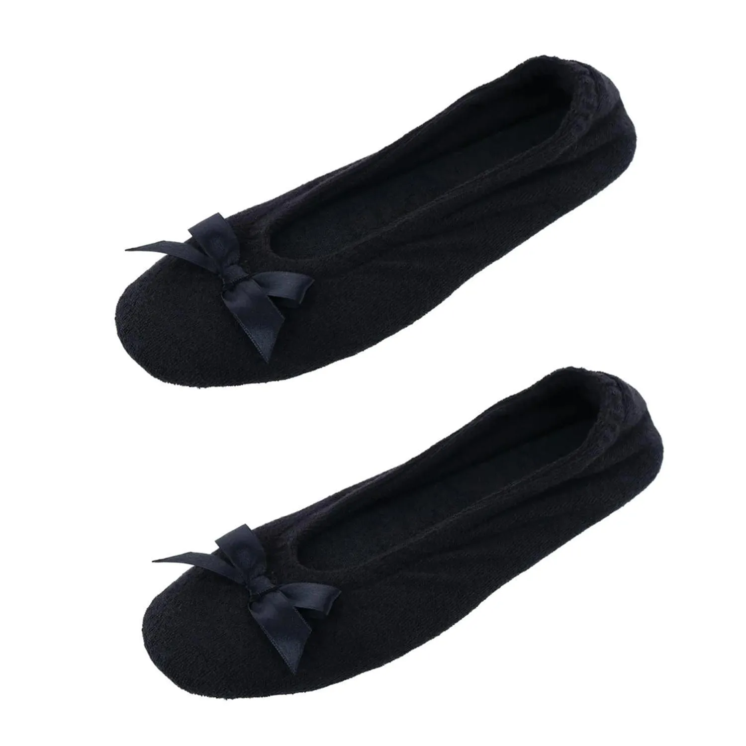 CTM Women's Terry Ballerina Slipper House Shoe (Pack of 2)