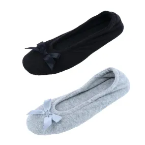 CTM Women's Terry Ballerina Slipper House Shoe (Pack of 2)