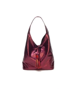 Dark Red Shoulder Bag With Pompoms - Bolsa Charme Carmim