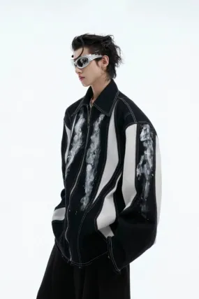 Deconstructed Contrast Dye Oversized Patchwork Jacket