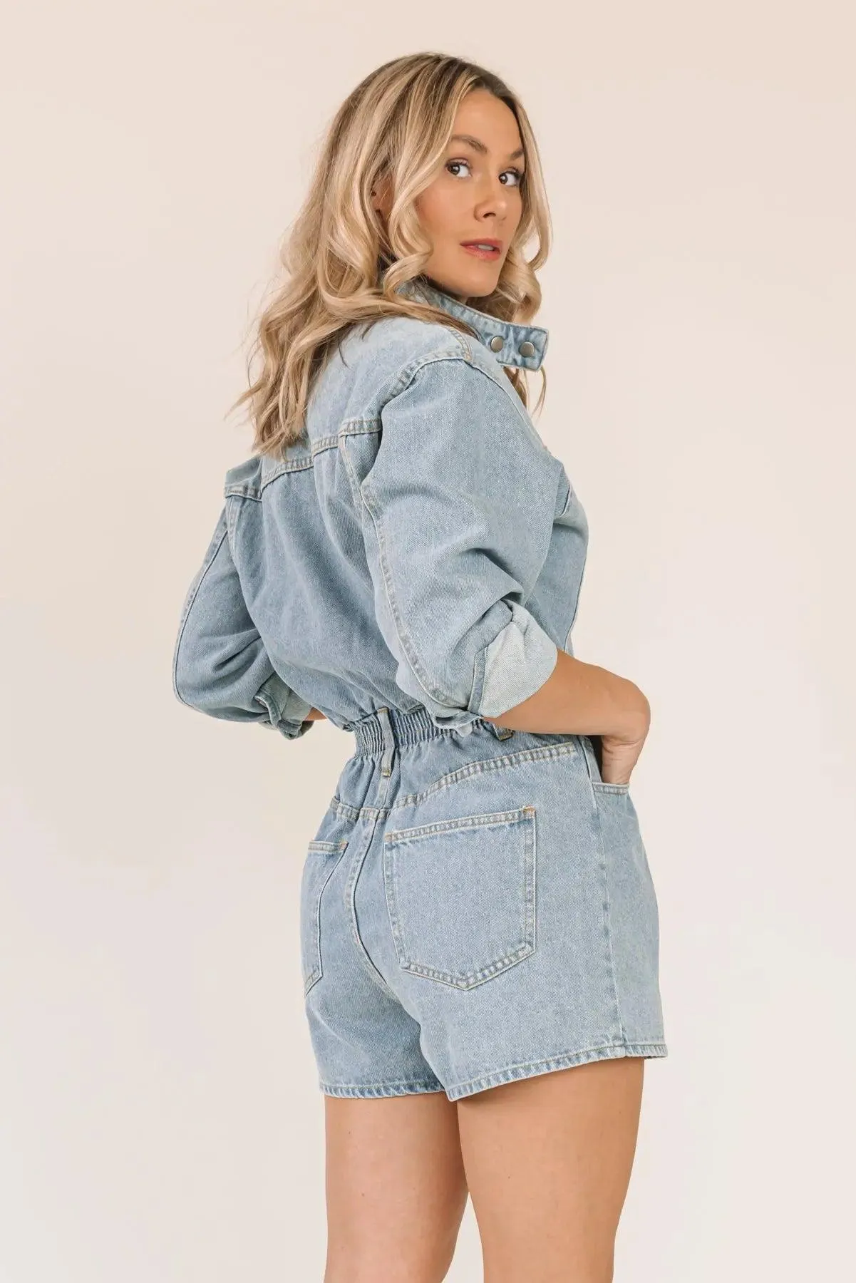 Denim Dreamland Blue Denim Romper - Final Sale