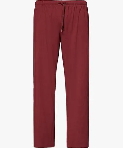 Derek Rose Mens Burgundy Basel drawstring waistband straight leg relaxed fit stretch-modal trousers