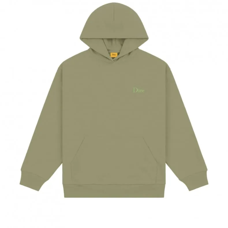 Dime Classic Small Logo Embroidered Pullover Hooded Sweatshirt (Army Green)